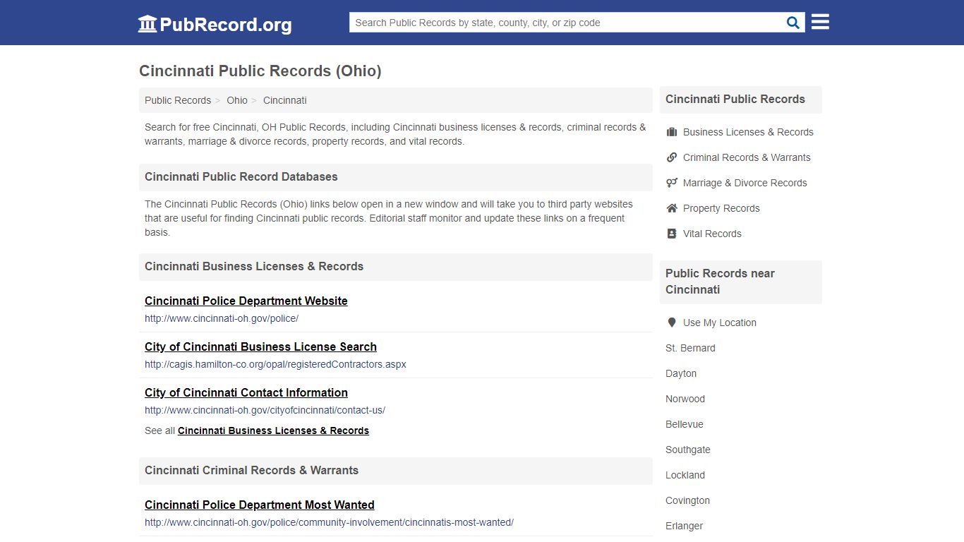 Free Cincinnati Public Records (Ohio Public Records)
